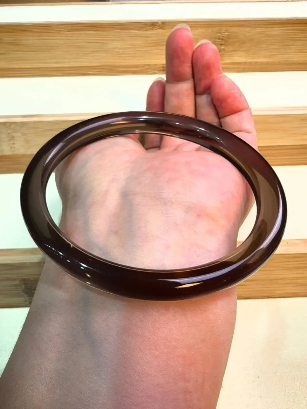Natural Ice Obsidian Bangle Bracelet 23.23g 62 mm ID Smoky Black Gemstone Certie